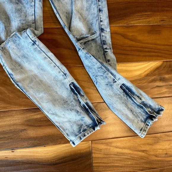 CJ Black Vintage Bleached Zip Ankle Skinny Flex Jeans size 28/30 - Picture 4 of 6